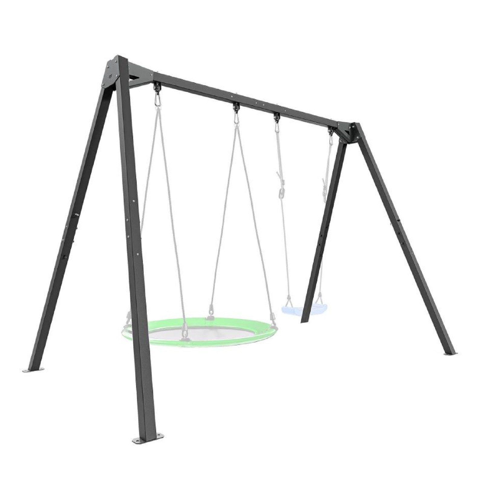 QLS Schaukelgestell für 2 Schaukeln bis 200kg aus Stahl pulverbeschichtet, Gestell für Kinderschaukel Nestschaukel Stabil Schwarz