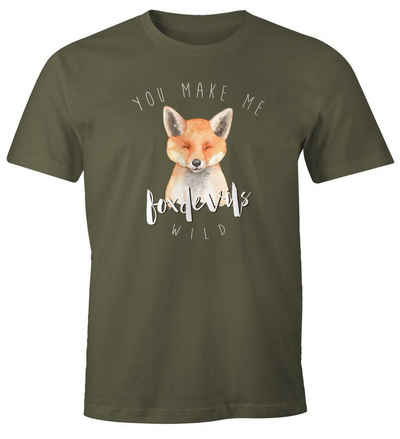 MoonWorks Print-Shirt Herren T-Shirt Gescenk You make me fox devils wild Liebe Denglisch Spruch Love Quote lustig verliebt Freund Freundin Moonworks® mit Print