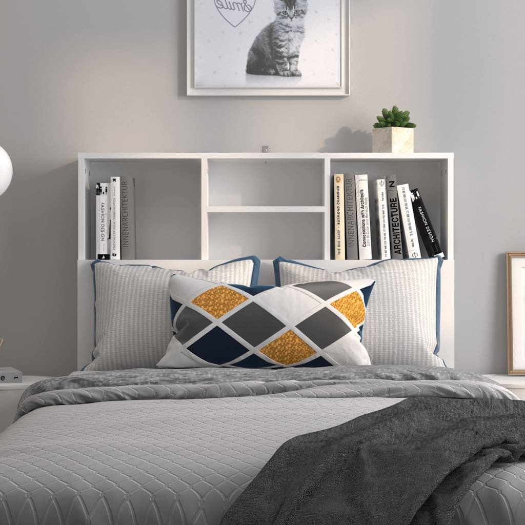 vidaXL Kopfteil, Bett-Kopfteil mit Ablagen Weiß 100x19x103,5 cm