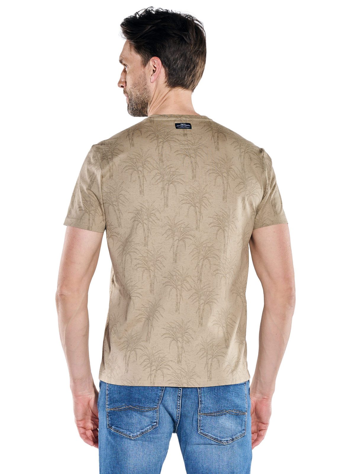 Engbers T-Shirt Herren Rundhals T-Shirt mit Allover-Print, Hellbraun