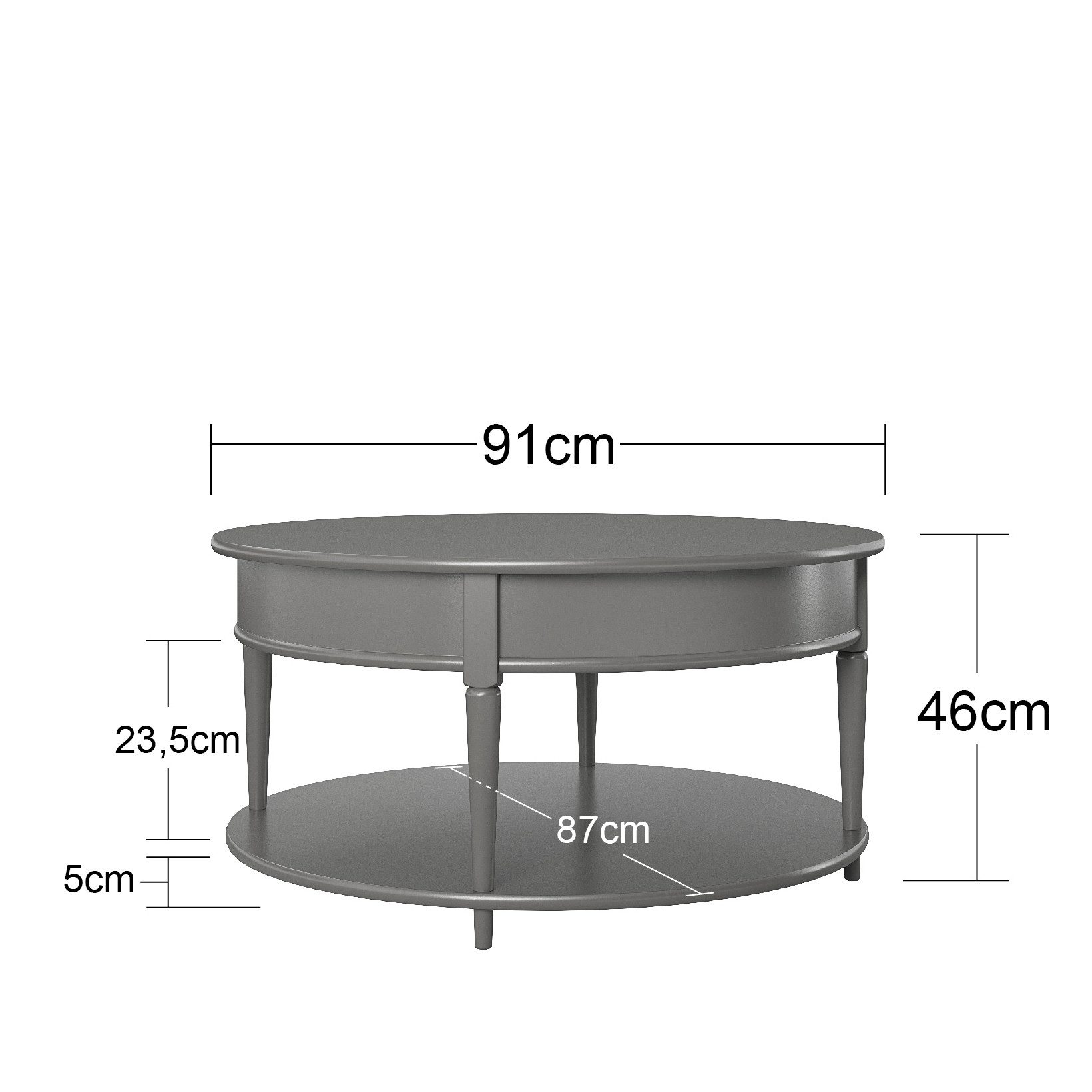 loft24 Wohnzimmertisch Aurora - Couchtisch Sofatisch Ablagetisch Beistelltisch, Couchtisch rund aus MDF, Landhaus Stil, Breite 90 cm
