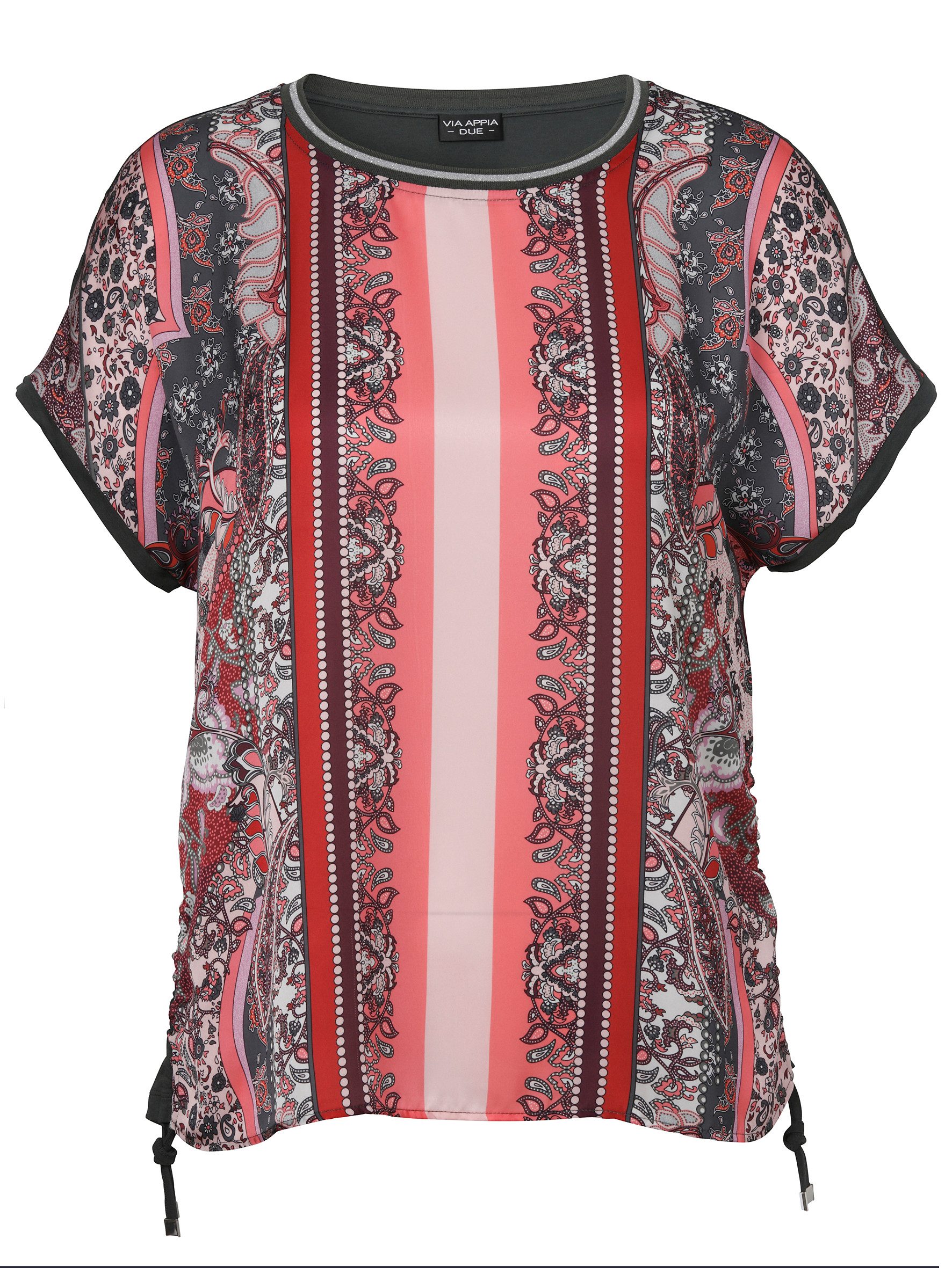 Kurzarmbluse Bluse Rundhals 1/2 Arm Druck