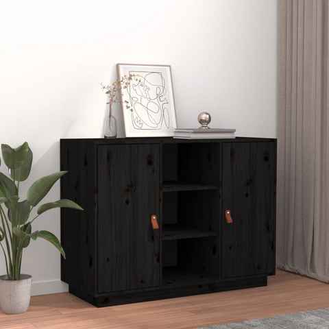 vidaXL Sideboard Sideboard Schwarz 100x40x75 cm Massivholz Kiefer (1 St)