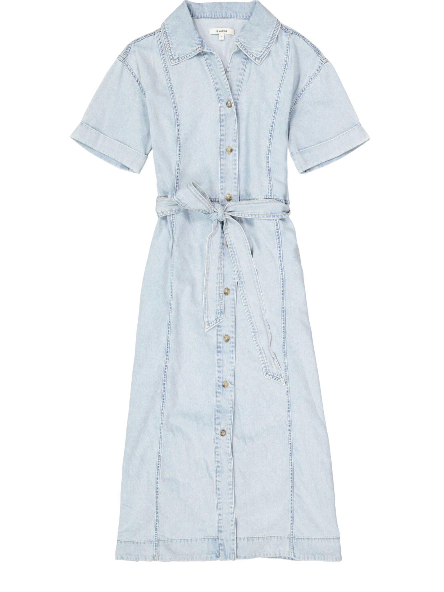 Garcia Partykleid blau,Casual,Baumwolle,Unifarben,Hemdblusenkragen,Kurz,Relaxed Fit