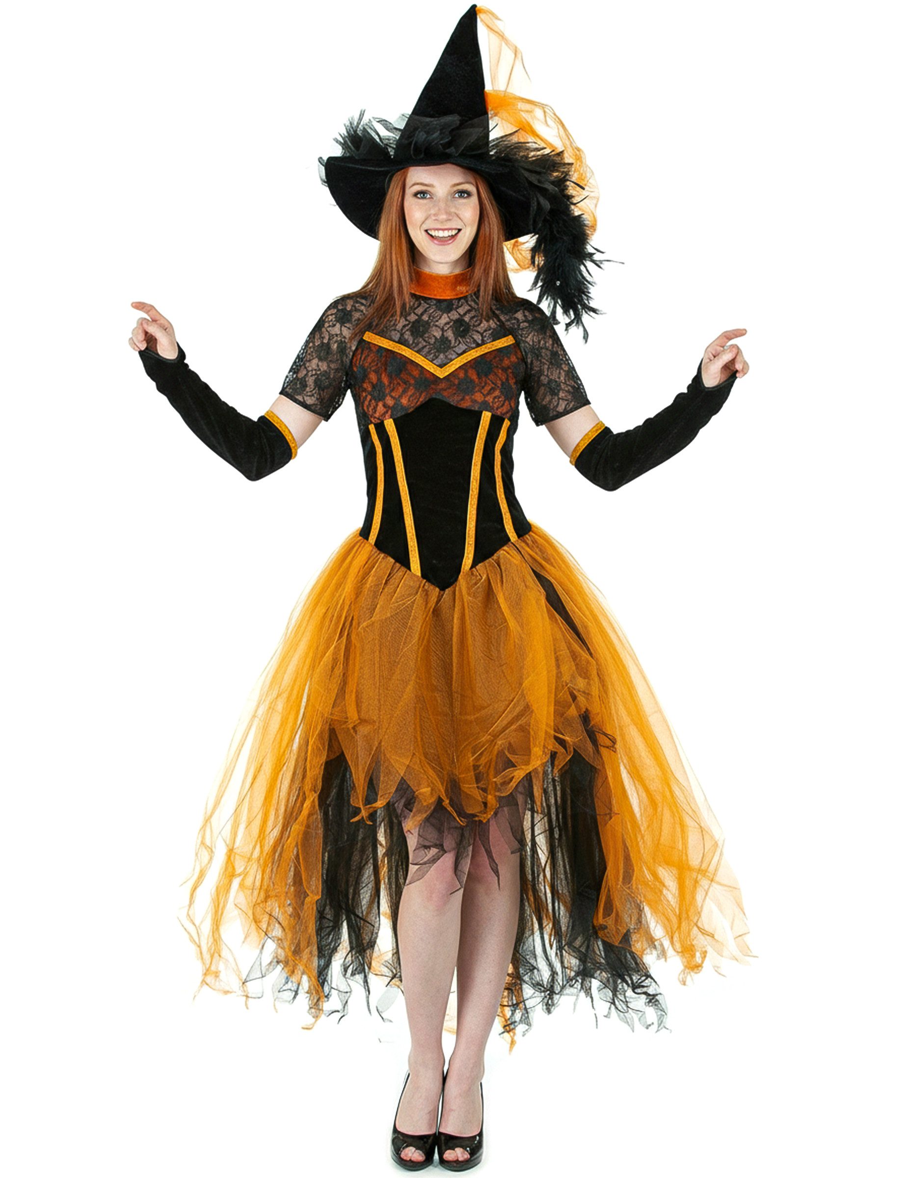 Kostüm Kürbis Hexe Damenkostüm orange-schwarz