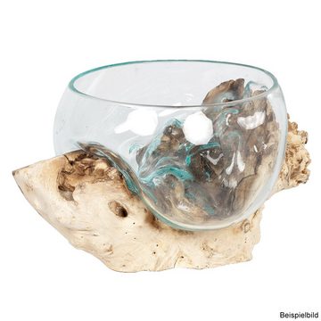 LebensWohnArt Dekoobjekt Deko-Glas DROP-1 ca. 15cm Teak Natural Handarbeit, mundgeblasen