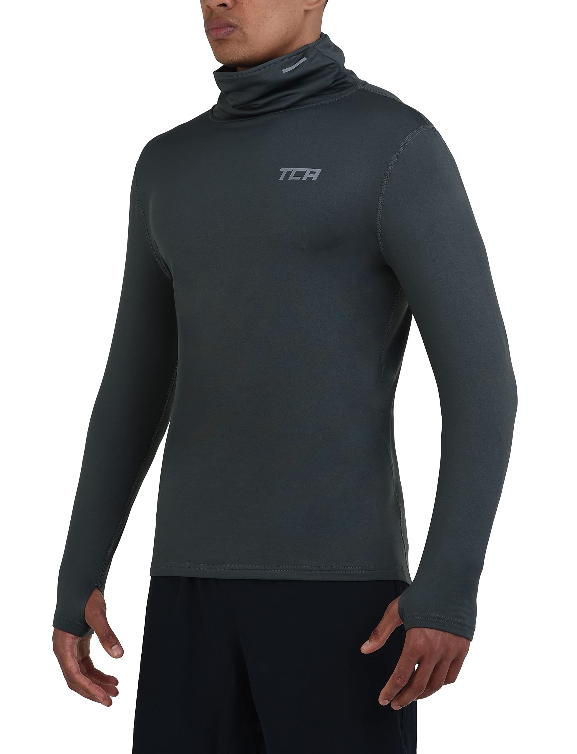 TCA Trainingsshirt TCA Herren Thermo Laufshirt - Dunkelgrün (1-tlg)