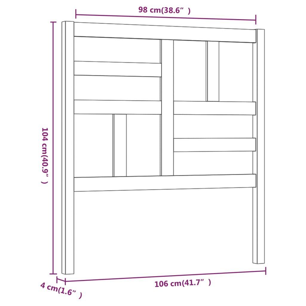 vidaXL Kopfteil Massivholz St) Kopfteil 106x4x104 cm (1 Kiefer, Honigbraun