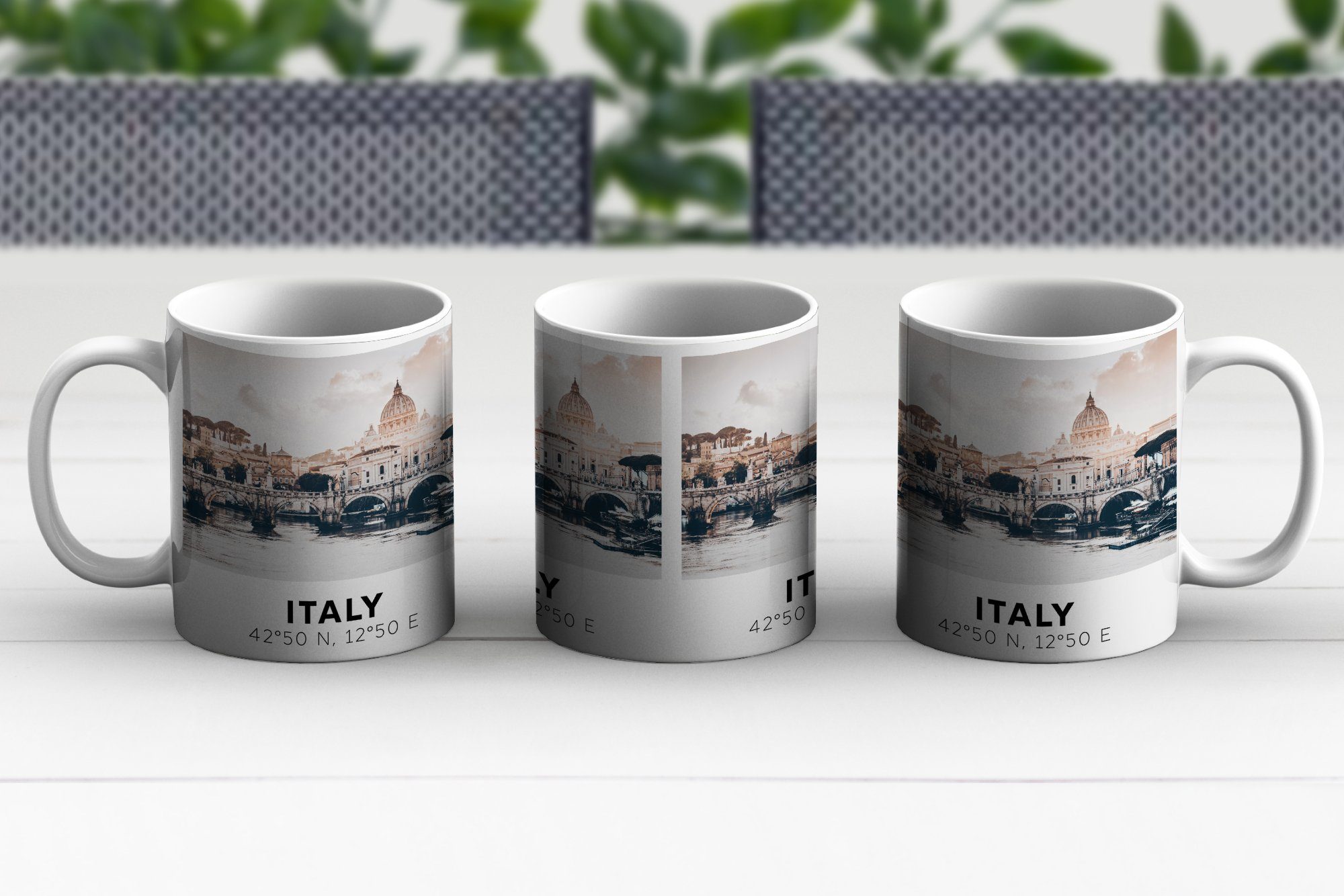 Fluss, - Teetasse, Geschenk Kaffeetassen, Becher, MuchoWow Brücke Keramik, Italien Teetasse, - Tasse