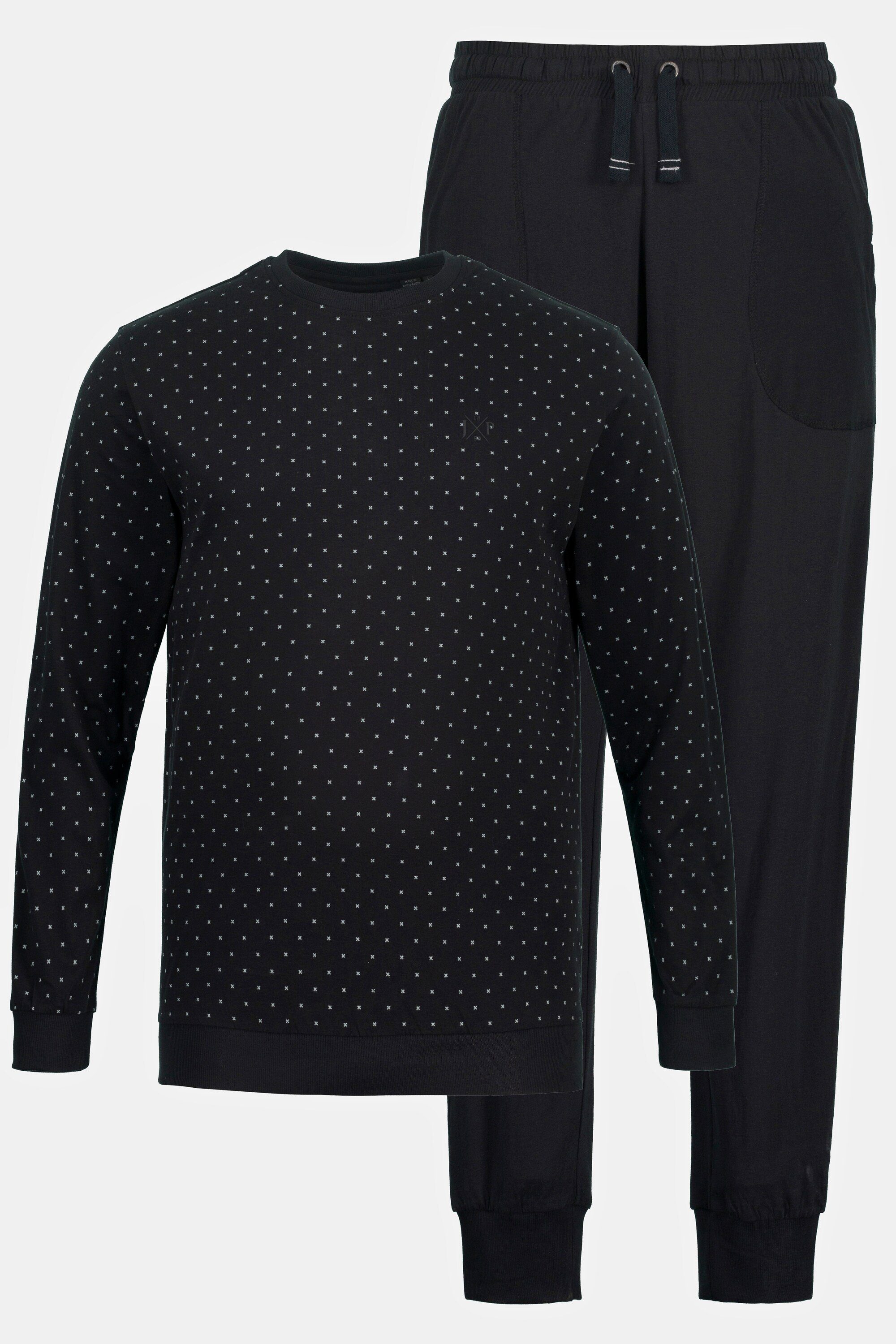 Bauchfit lange schwarz Schlafanzug JP1880 Schlafanzug Langarmshirt Hose