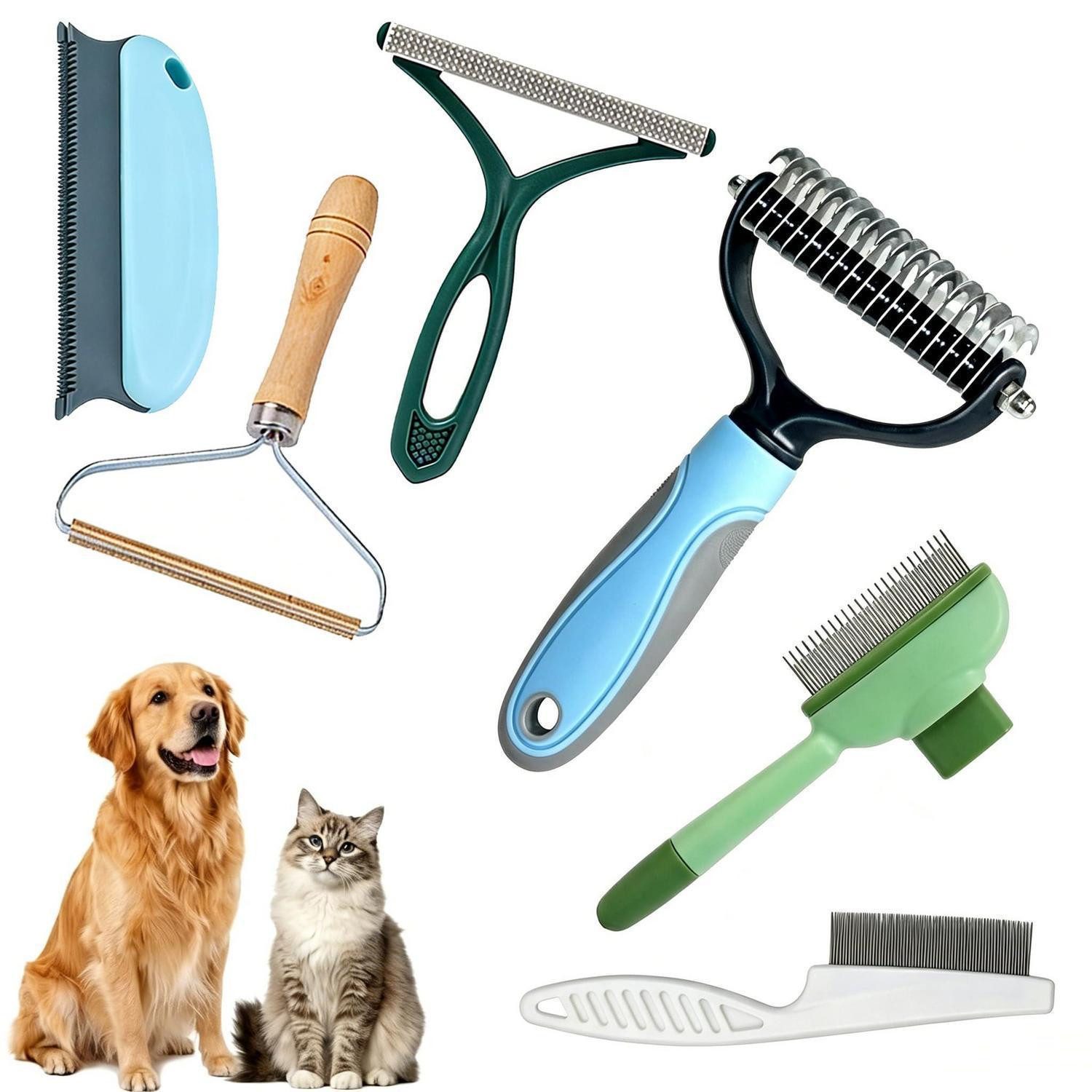 LuxusKollektion Putzzeug-Set Tierpflege-Set 6-in-1 Hund Katze Bürste Kamm