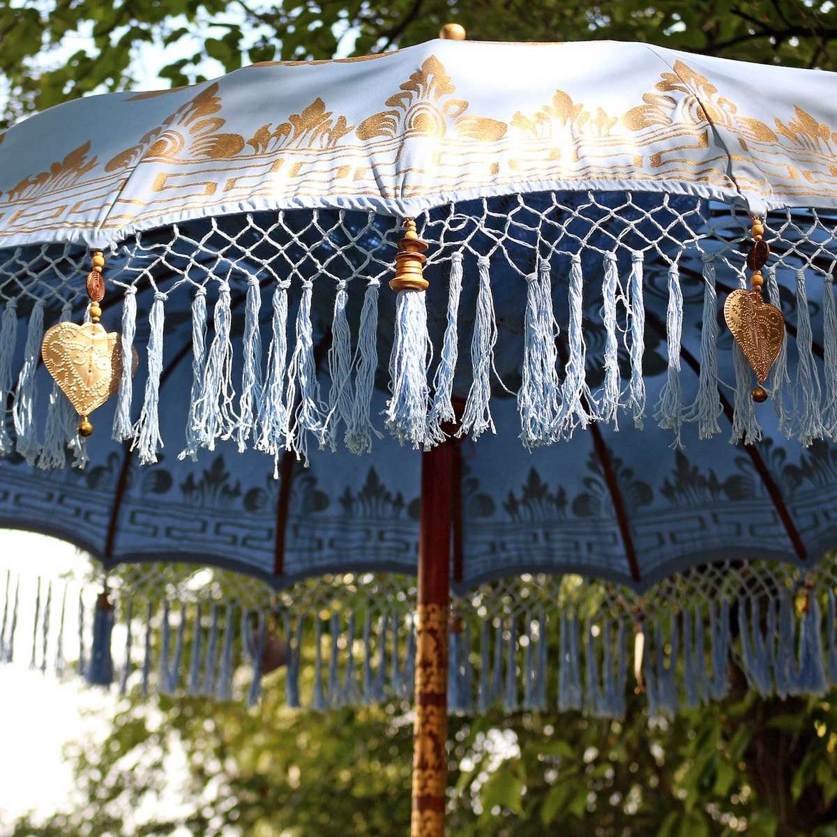 Oriental Galerie Sonnenschirm Bali-Sonnenschirm Blau Gold günstig online kaufen