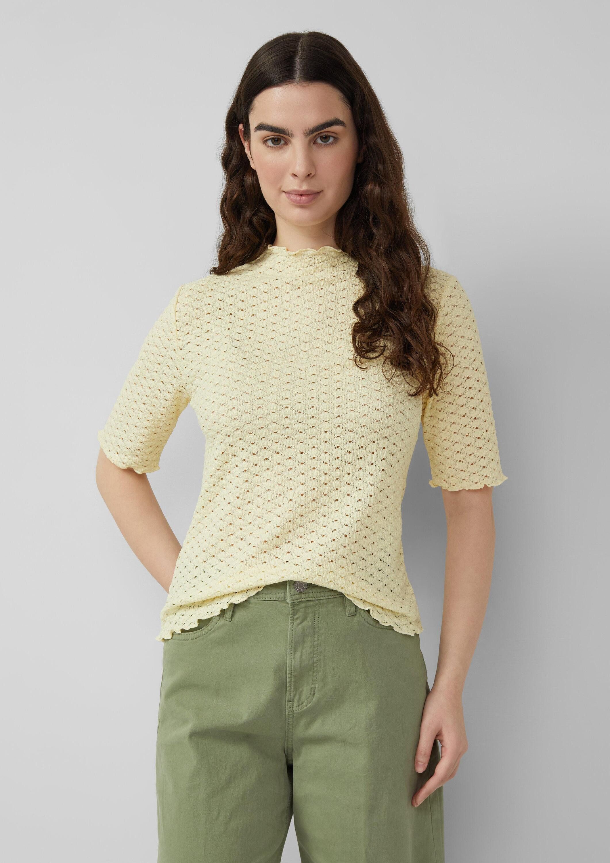 s.Oliver Kurzarmshirt T-Shirt T-Shirt aus Lochspitze mit Wellenkante günstig online kaufen