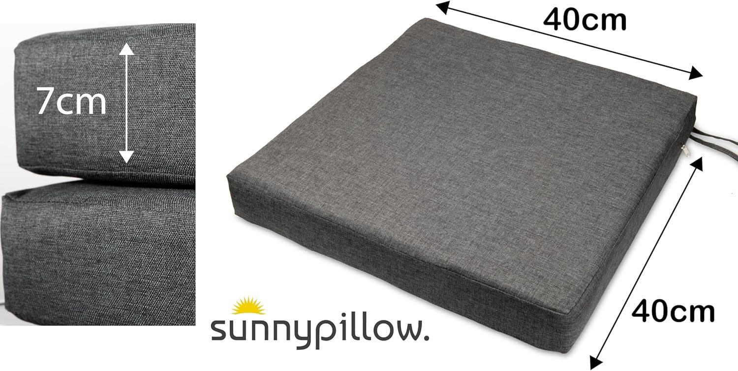 sunnypillow Stuhlkissen 2er Set Stuhlkissen mit Bändern "HAVANA" viele Farben zur Auswahl, Anthrazit