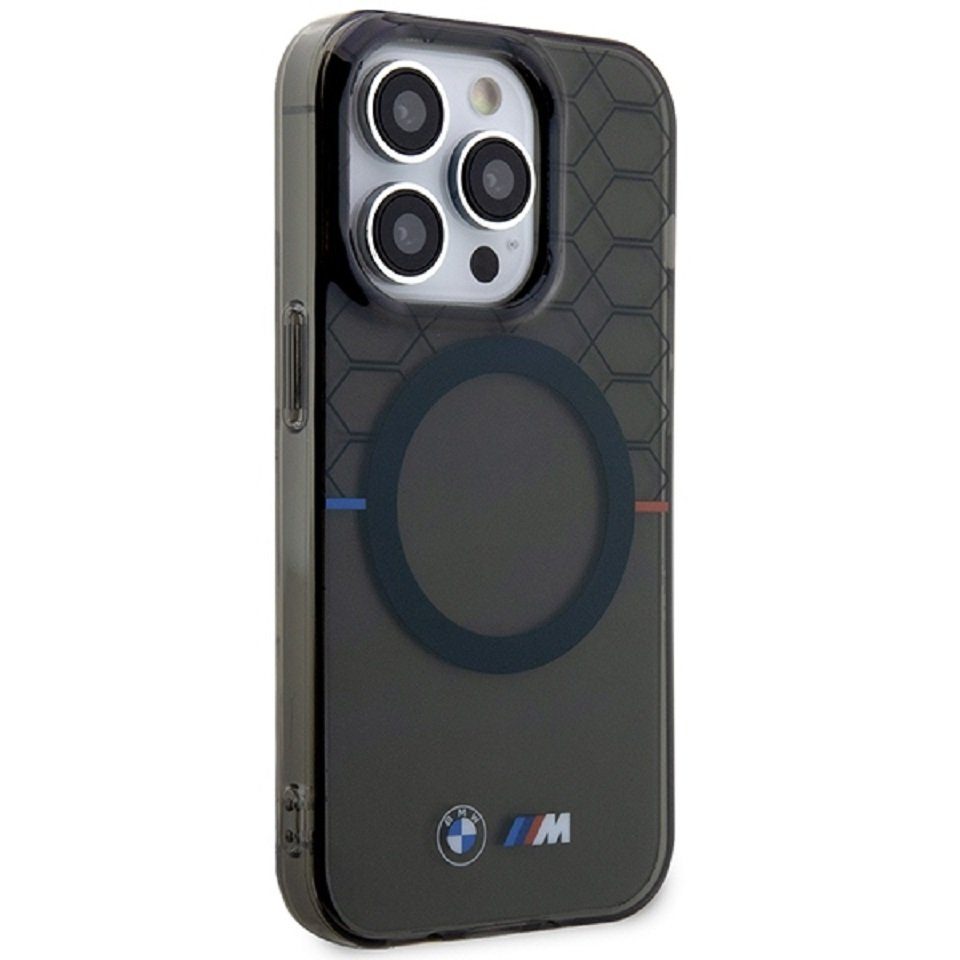 BMW Handyhülle Case iPhone 14 Pro Silikon Tricolor MagSafe kompatibel 6,1 Zoll, Kantenschutz