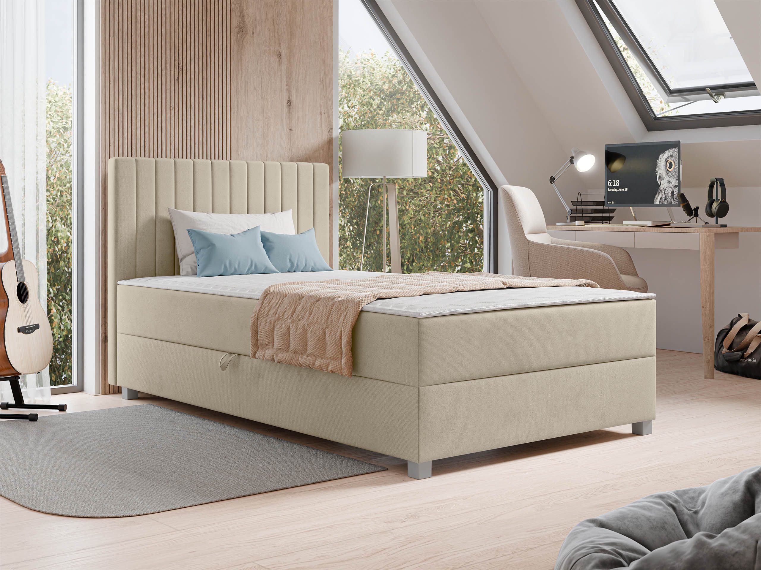 MIRJAN24 Boxspringbett Viki (mit Bettkasten), Universell - Links oder Rechts, 90/120x200 cm