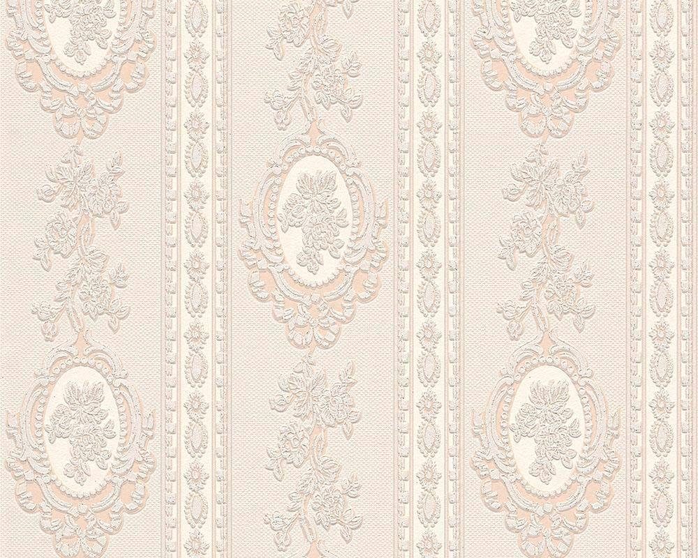 A.S. Création living walls Schaumtapete Belle Epoque 1861, (1 St), Streifen Tapete Barock Metallic beige/natur