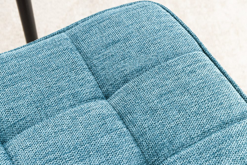 riess-ambiente Fußhocker SCANDINAVIA blau / schwarz - Strukturstoff, Metallbeine, Polsterung (Einzelartikel, 1 St), Wohnzimmer · Metall · Scandinavian Design · Ziersteppung