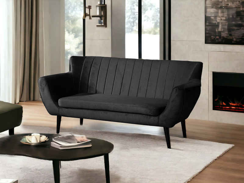 Compleo 2-Sitzer Sofa mit hohen Beinen, Velours-Sofa TULIO, Breite: 160, Komfortabel, und elegant