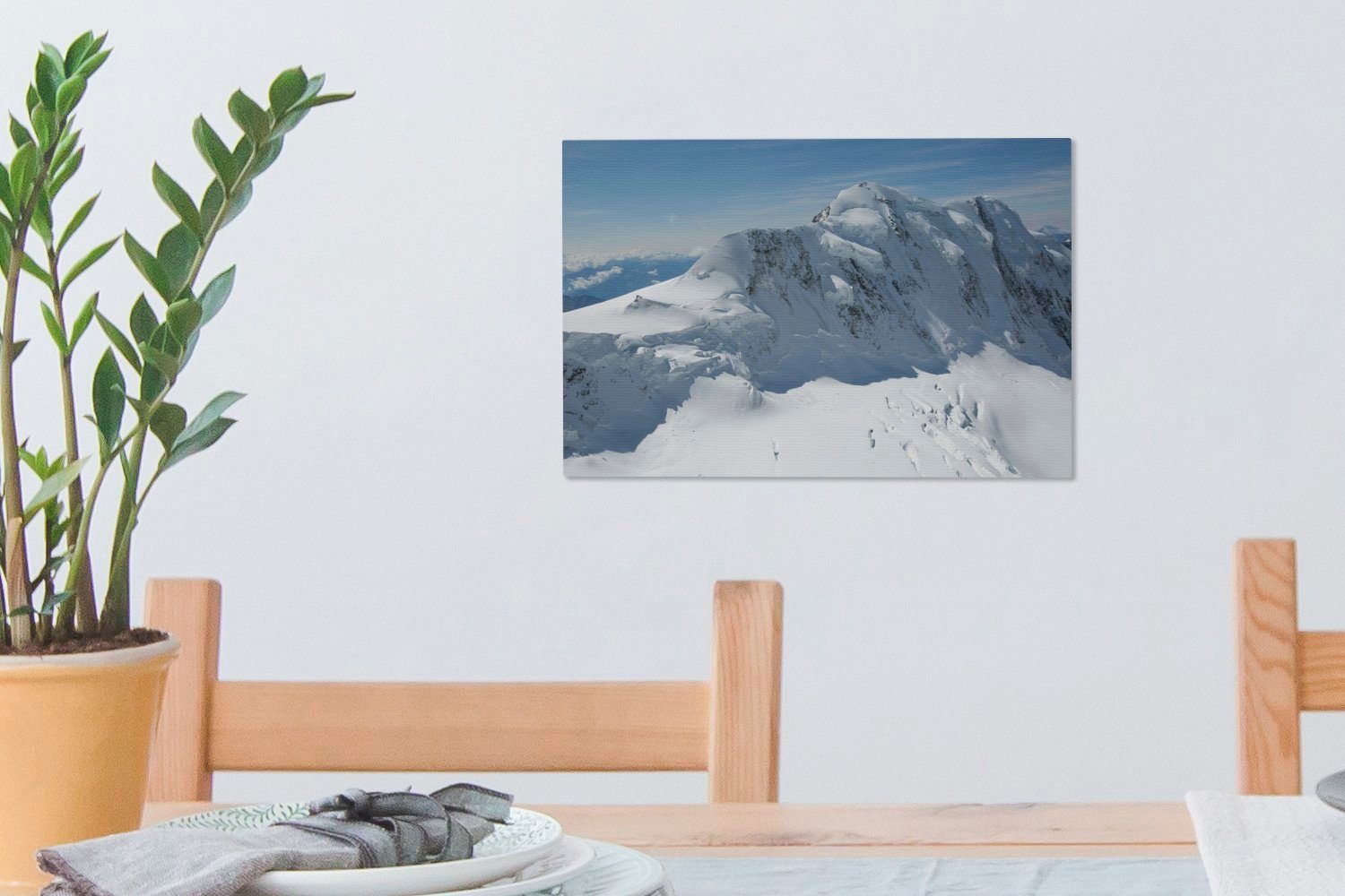 St), Aletschgletschers, cm Wanddeko, Wandbild Aufhängefertig, 30x20 OneMillionCanvasses® Leinwandbild Berggipfel Leinwandbilder, Schweizer Panoramablick auf (1 die des