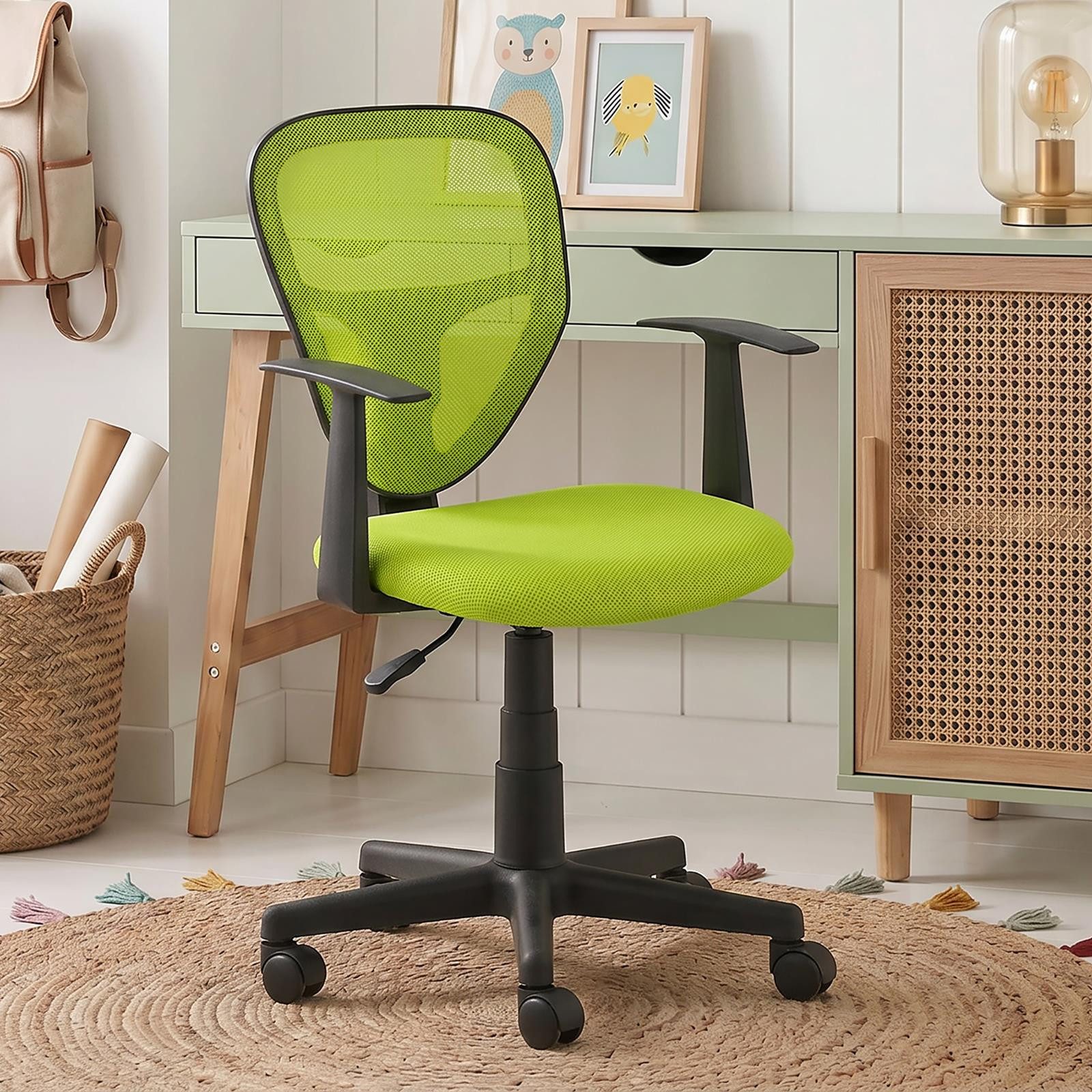 IDIMEX Schreibtischstuhl STUDIO, für Kinder, ergonomisch geformt, höhenverstellbar mit Armlehnen Grün