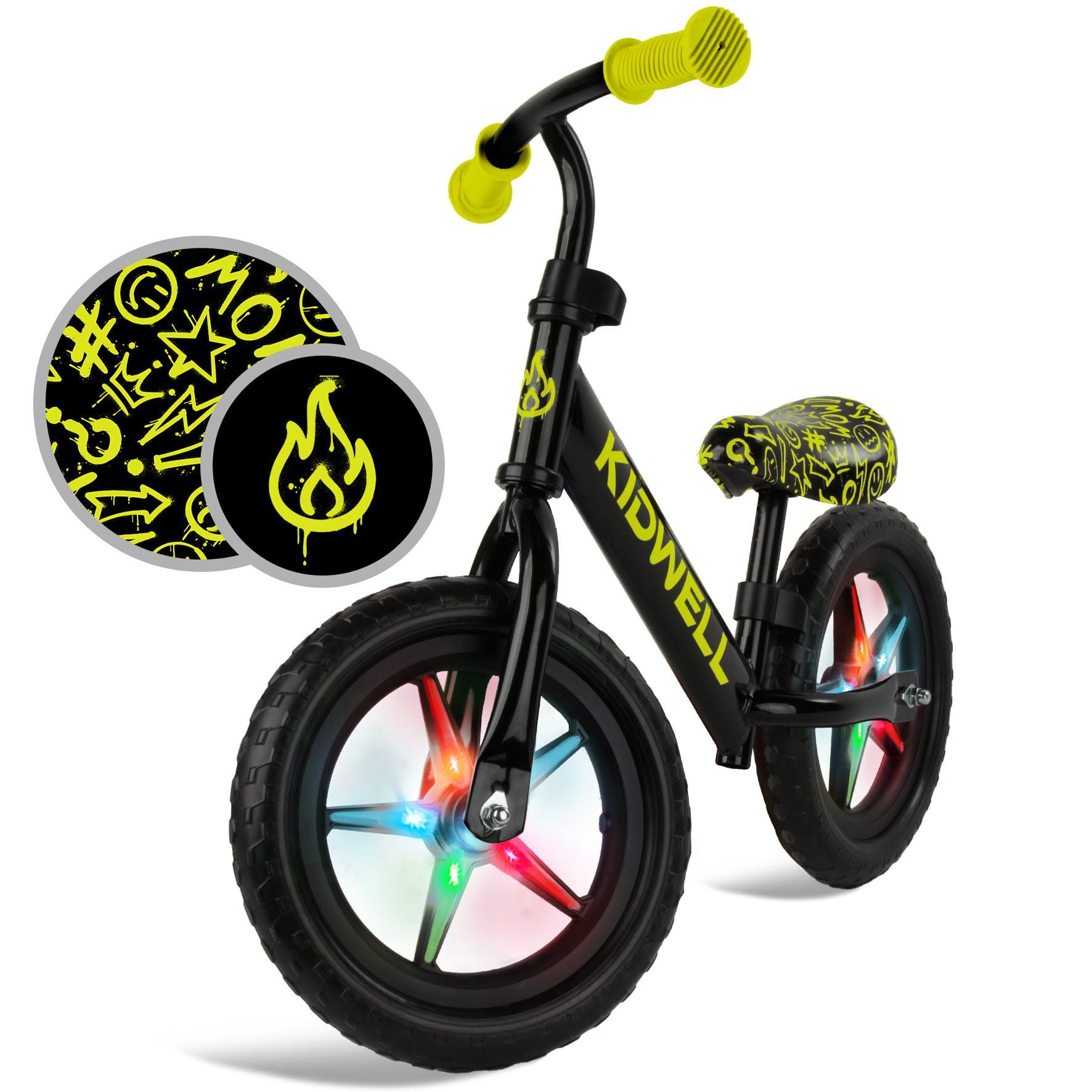 COIL Fahrrad-Laufrad Lauflernrad, Kinderlaufrad, Fahrer, Balance Bike, LED-Felge, EVA-Reifen, Gewicht: 2,8 kg, Maximalgewicht 30 kg
