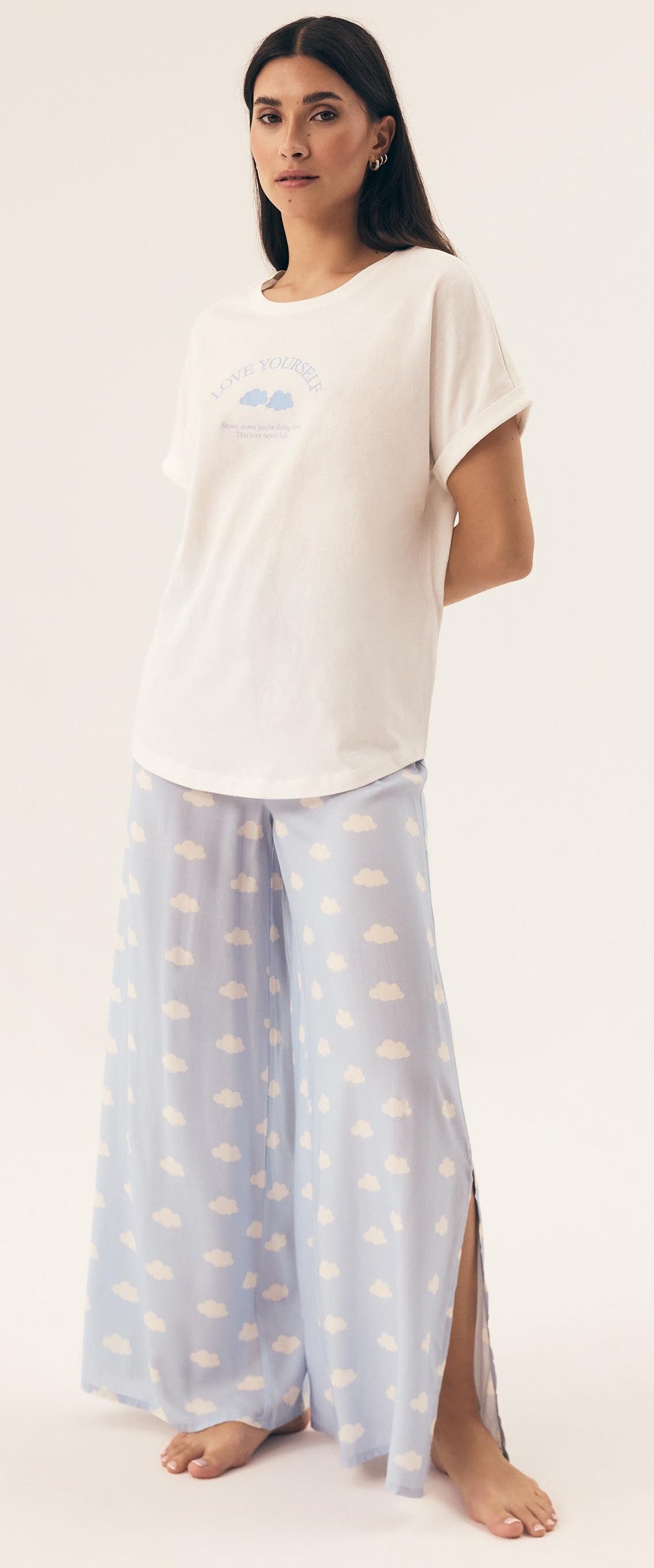 Henderson Pyjama mit lässigem, lockeren Schnitt - kurzarm, lange Hose