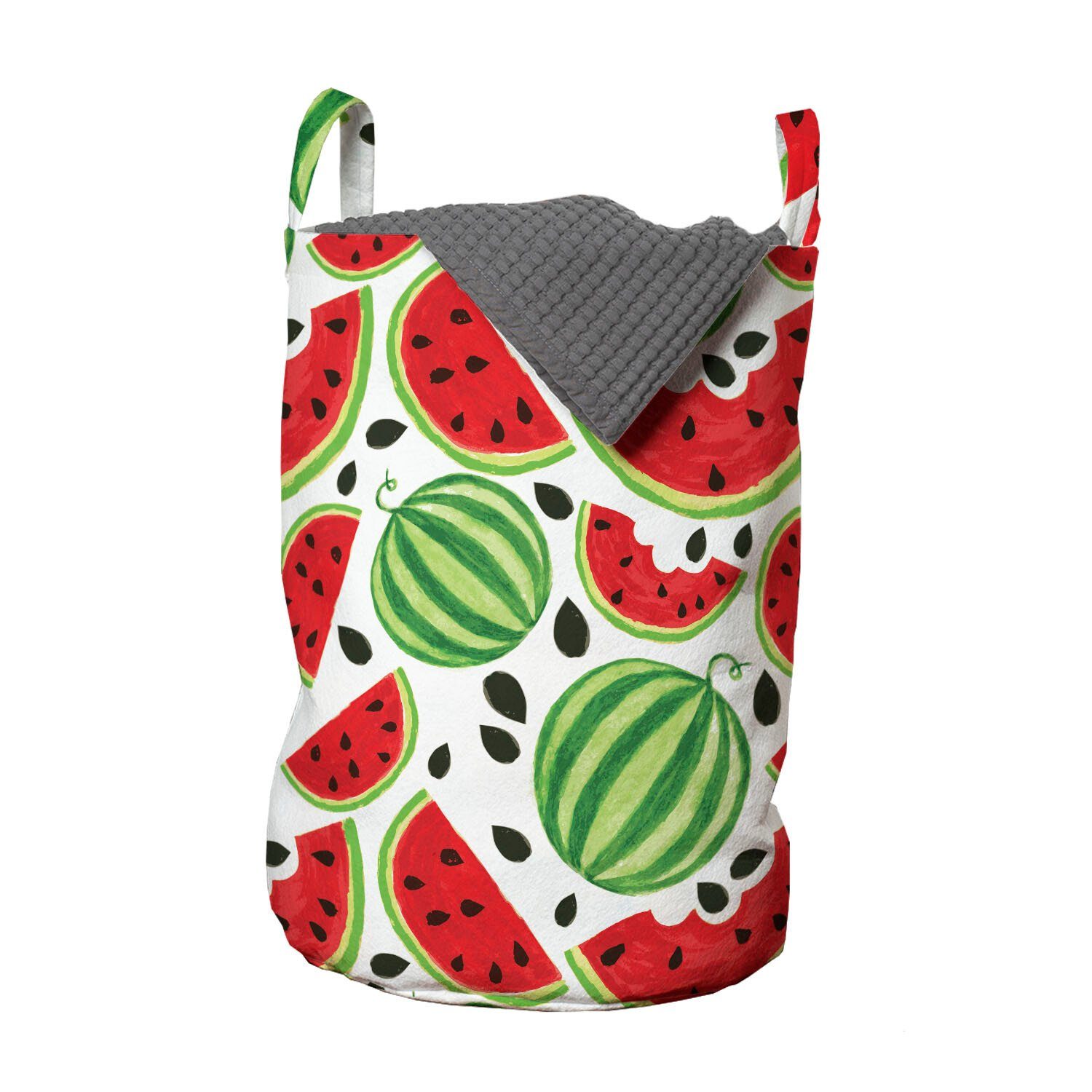 Abakuhaus Wäschesäckchen Wäschekorb mit Griffen Kordelzugverschluss für Waschsalons, Green Abstract Wassermelone