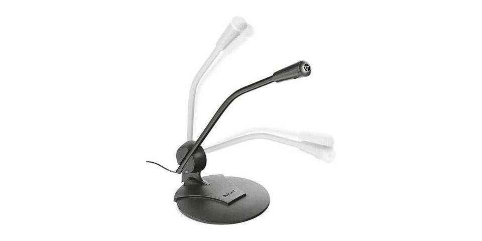Trust Standmikrofon Primo Tisch-Mikrofon Desktop Mic Ständer für PC schwarz, Omnidirektional,3,5 mm Klinke