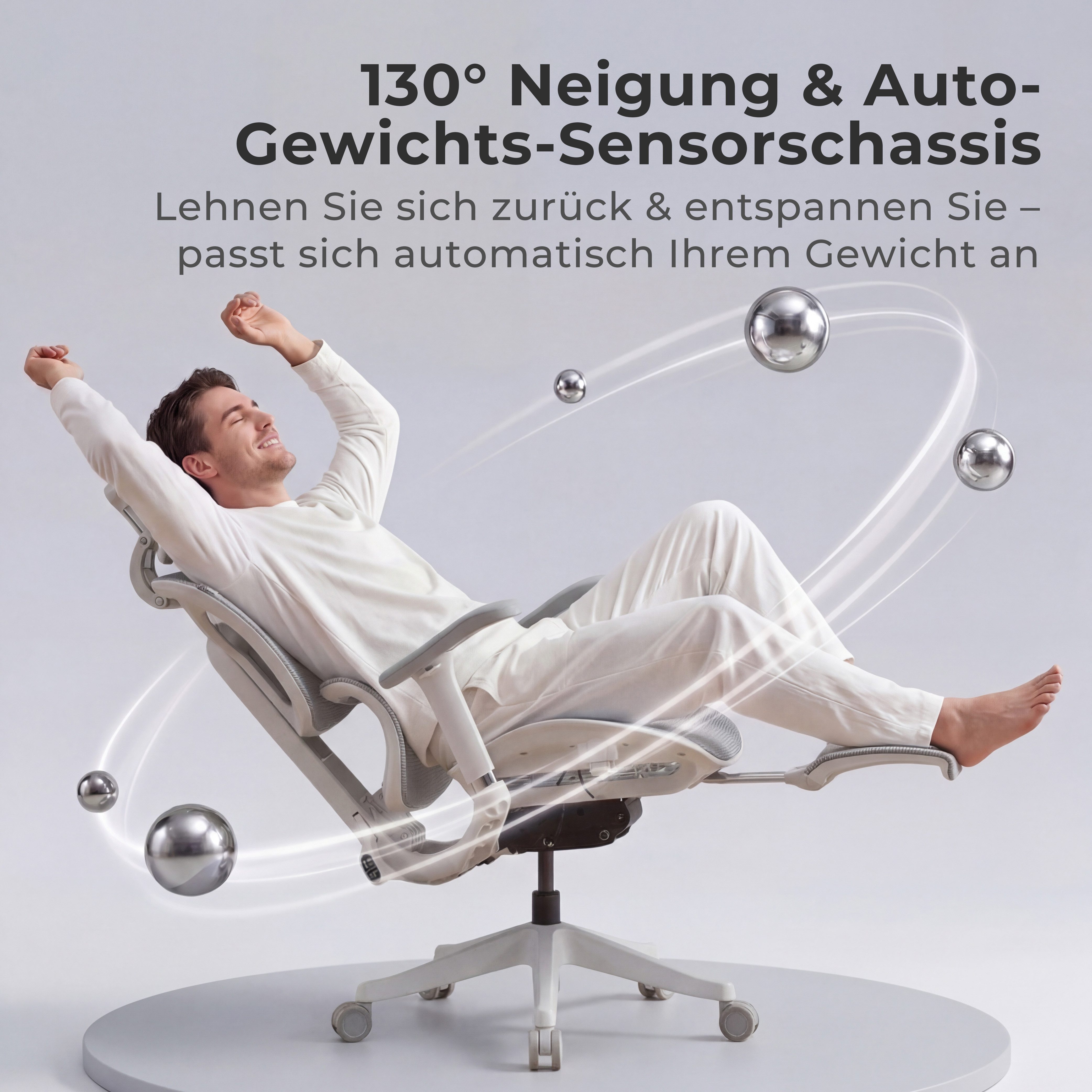welax Bürostuhl mit Lendenstütze & Rollen, 3D-Kopfstütze, 3D-Armlehnen (1 St), ergonomischer Drehstuhl, Computerstuhl, Schreibtischstuhl – Bild 4 von 5