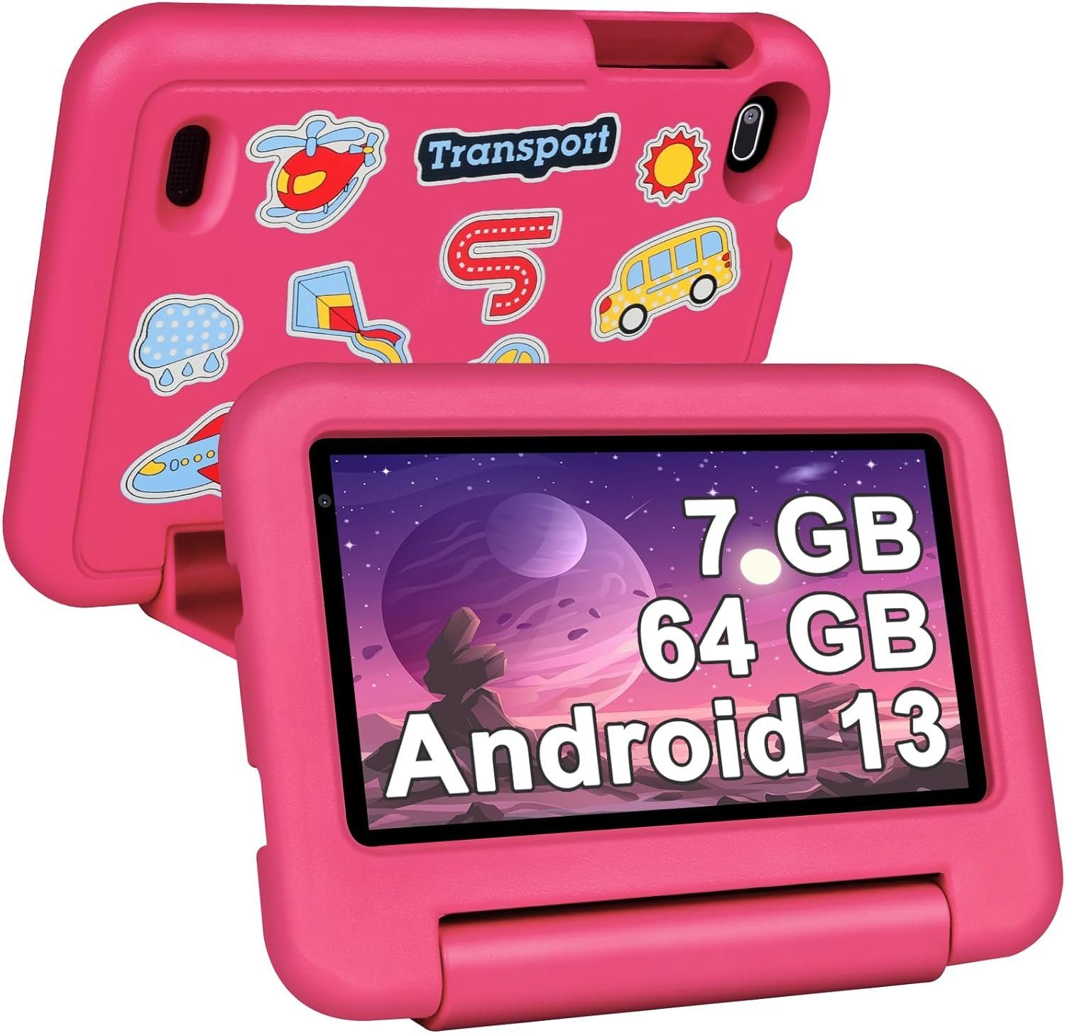 SEBBE Tablet (7, 64 GB, Android 13.0, 2,4 GHz, Kinder Tablet 7 GB RAM mit  elterlicher Kontrolle vorinstallierte Apps)