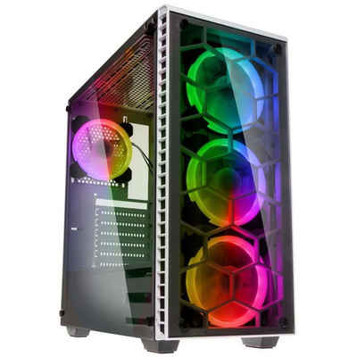 Kolink PC-Gehäuse »Observatory RGB Midi-Tower«, PC-Gehäuse, Design-Gehäuse, Front und Seitenteil aus Tempered Glas, vier vorinstallierte RGB-LED-Lüfter, für Mainboards bis E-ATX, Weiß