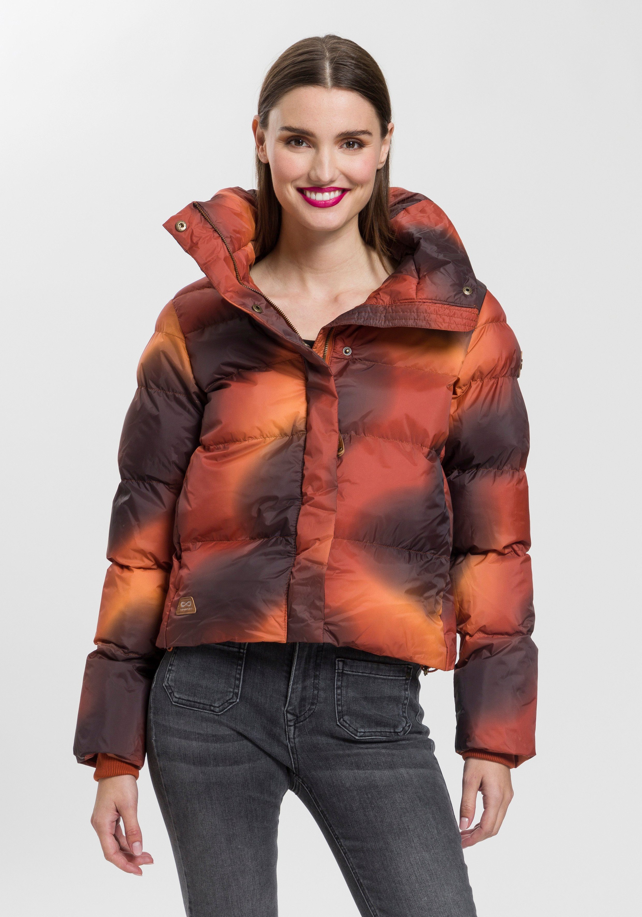 Ragwear Steppjacke LUNIS OMBRE im Mulitcolor cinnamon Batik-Design combo