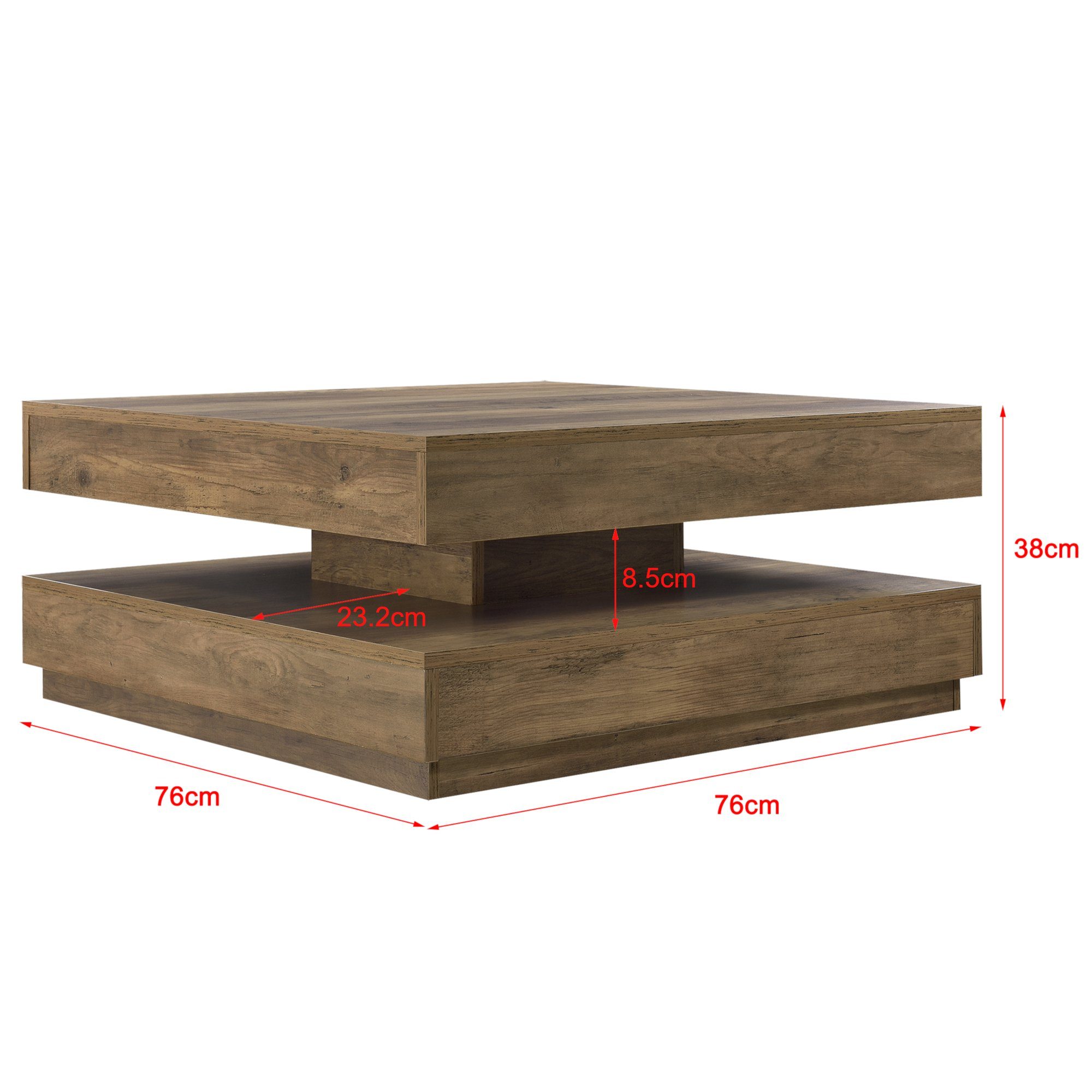 Couchtisch, Holzoptik in »Florenz« Wohnzimmertisch en.casa holzfarben 76x76x38cm drehbar