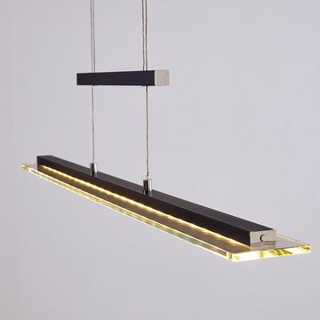 hofstein Pendelleuchte »Nerano« höhenverstellbare Hängelampe aus Metall in schwarz und Glas, 3000 Kelvin, Höhe max. 152cm, 1200 Lumen, stufenlos dimmbar über Tastdimmer