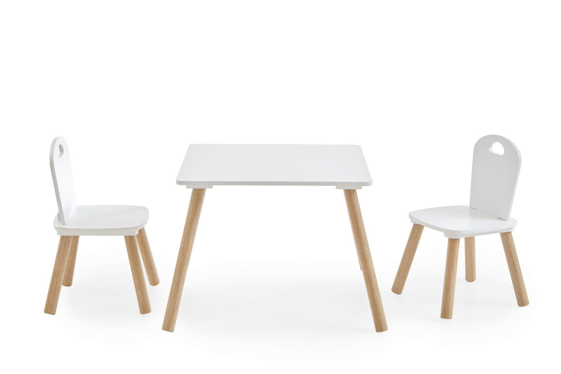 furnling Kindertisch Littleo (3-St., 1 Tisch, 2 Stühle), ideal zum Spielen für Kinder, weiß/Pinie