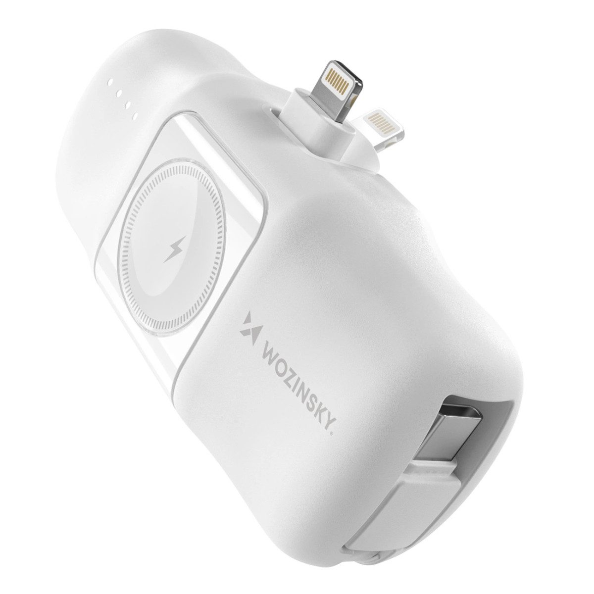 Wozinsky WF16-YLS Mini Powerbank 5000 mAh (5 V), kompatibel mit Apple Watch, induktives Laden, Mehrfachanschluss
