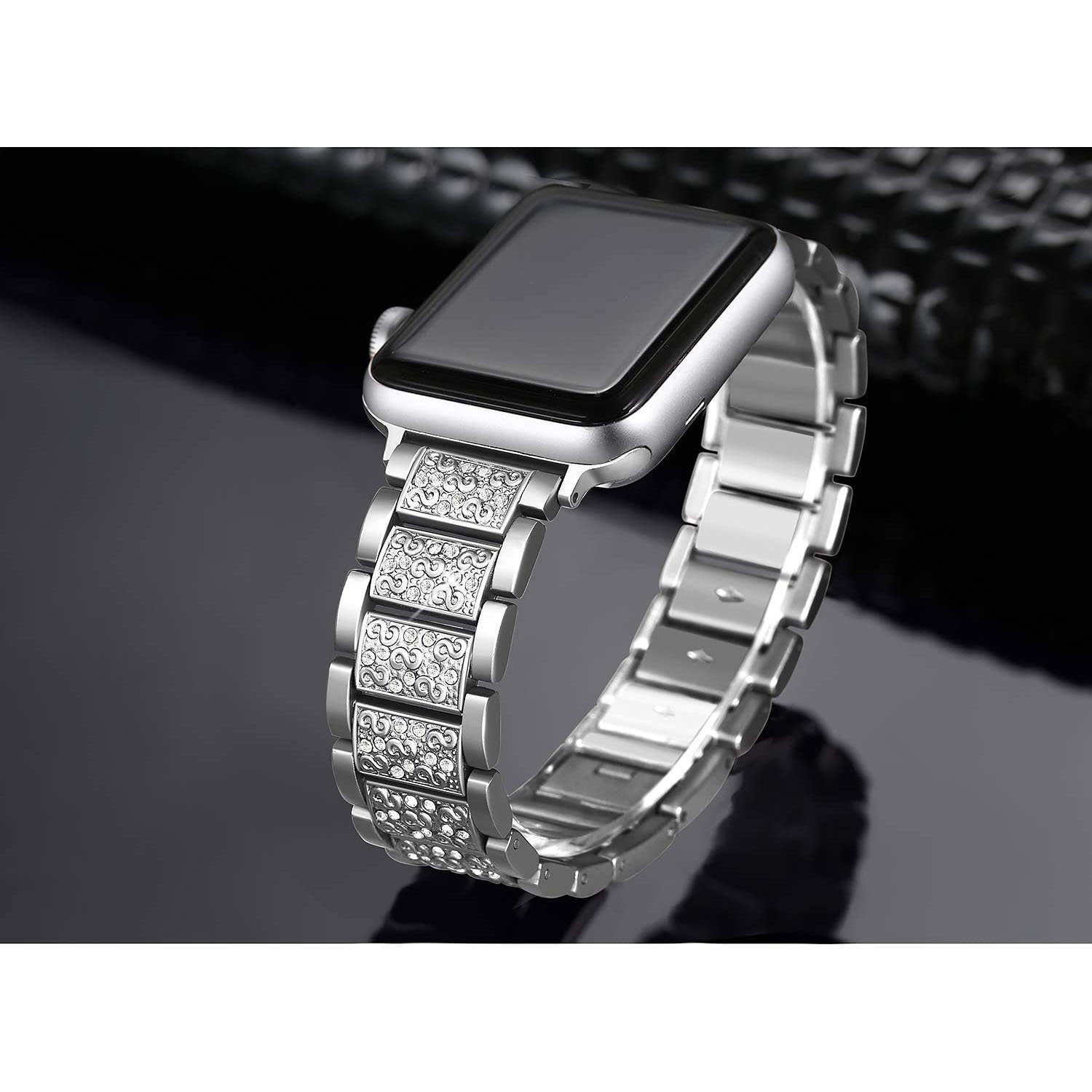 Band, Armband«Für Band Uhrenarmband Apple Silber zggzerg Metall Edelstahl Diamant Strass Watch