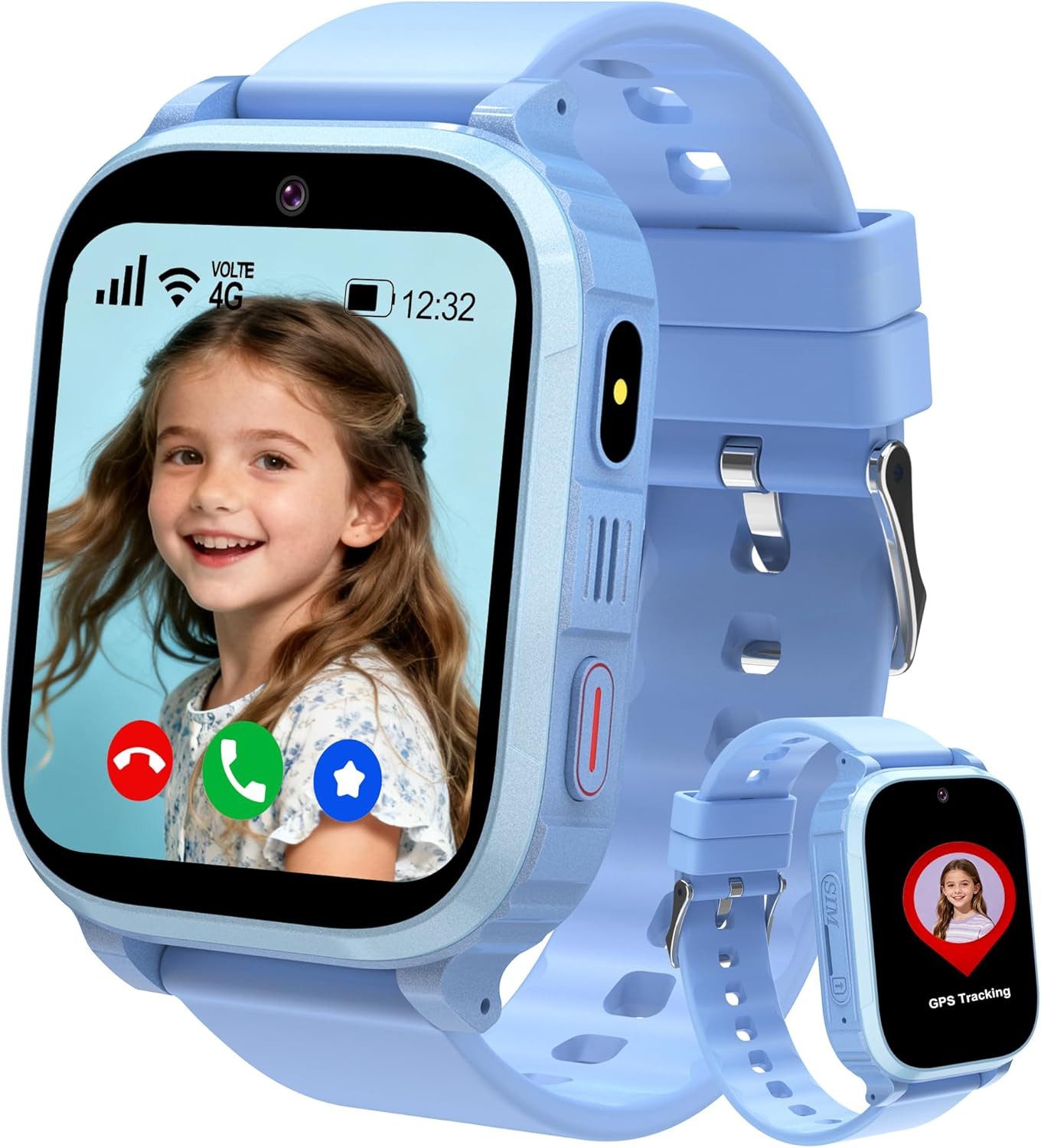 Tzzulsx Smartwatch (2,5 cm, sim-karte), 4G Kinder Smartwatch mit GPS Ortung Videoanruf