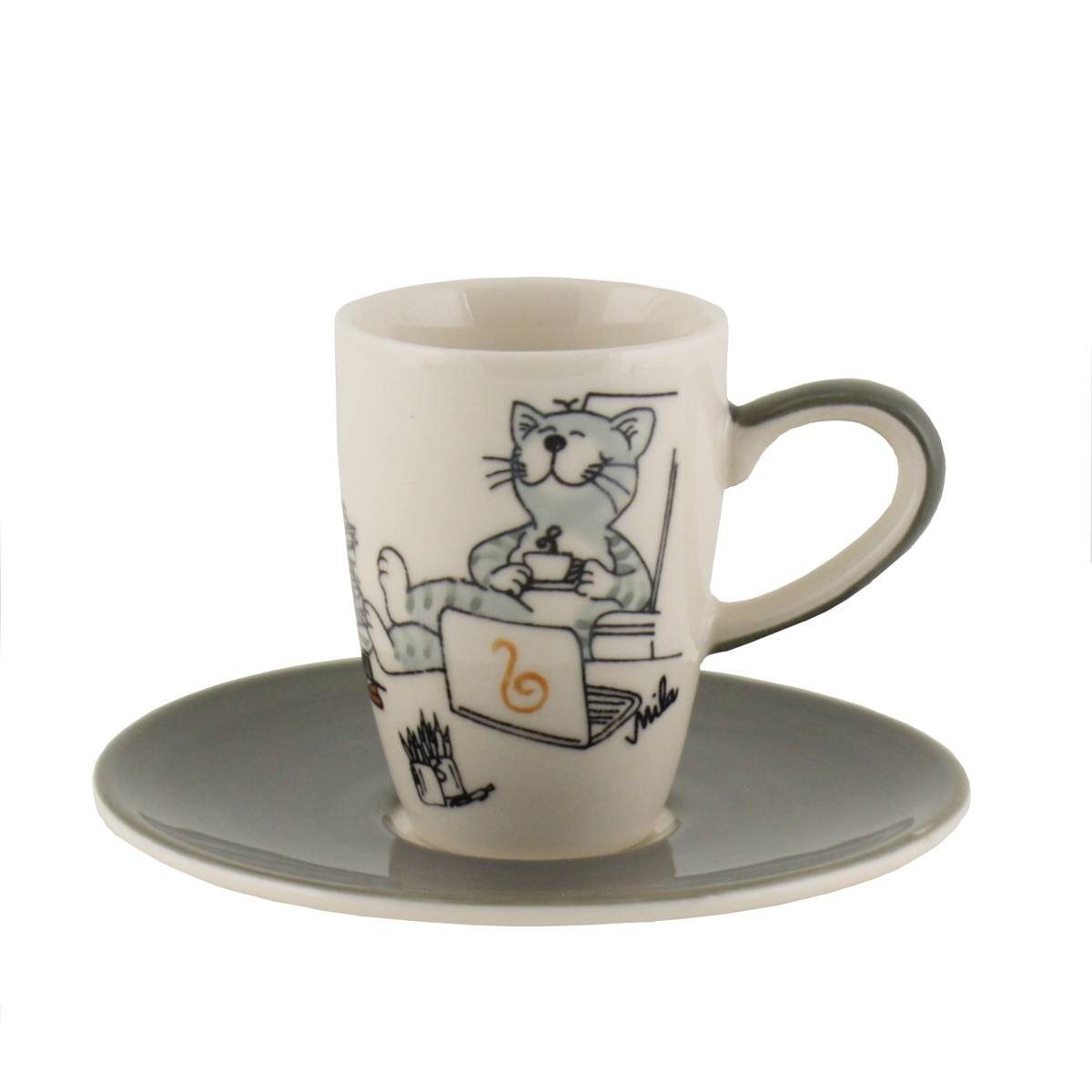 Untere Katze mit Espresso-Tasse Keramik it, - Oommh Mila Mila Espressotasse take Keramik relax