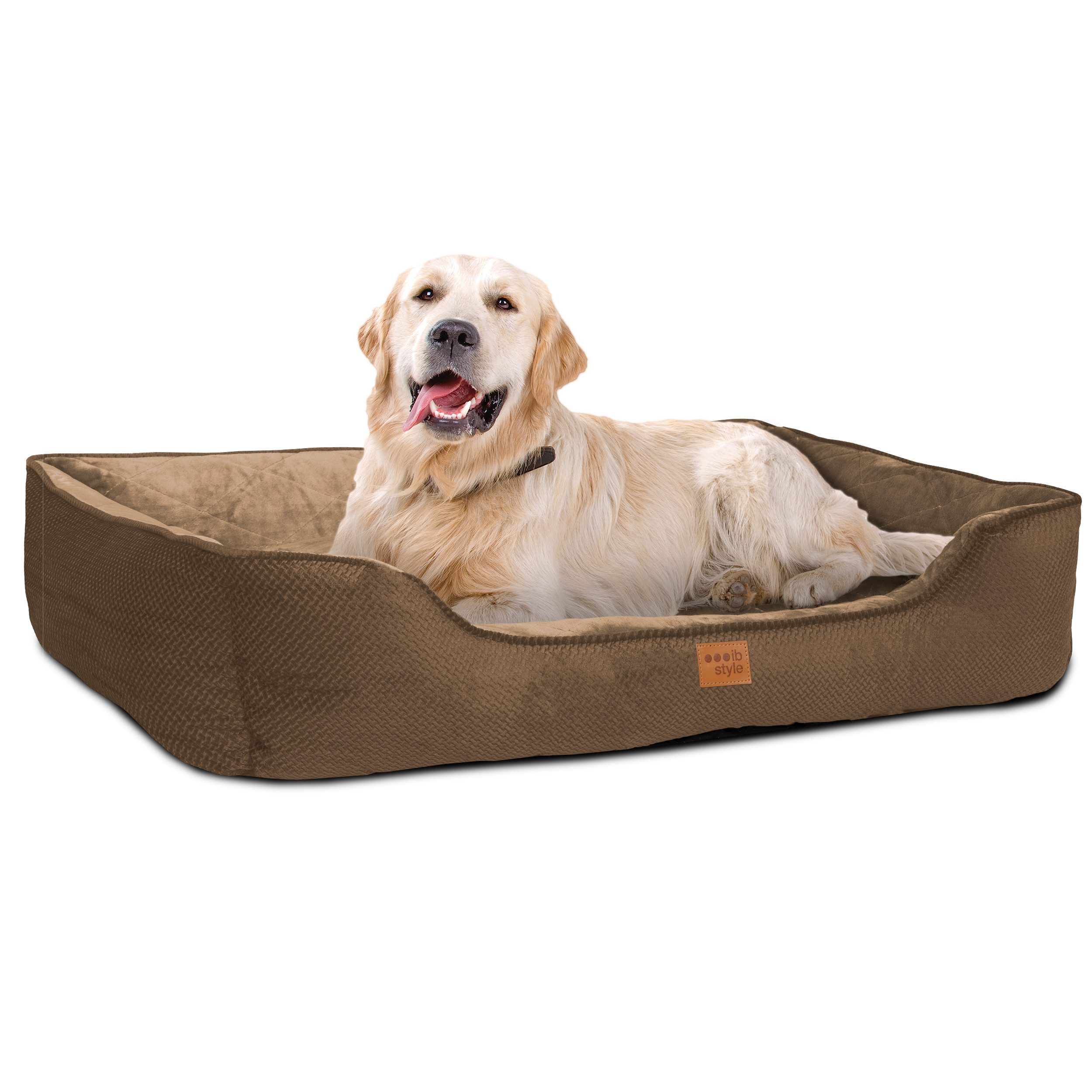 ib style Tierkissen Happy Milo L 100x80cm Braun, Körbchen - mit Reißverschluss - Anti-Rutsch Unterseite