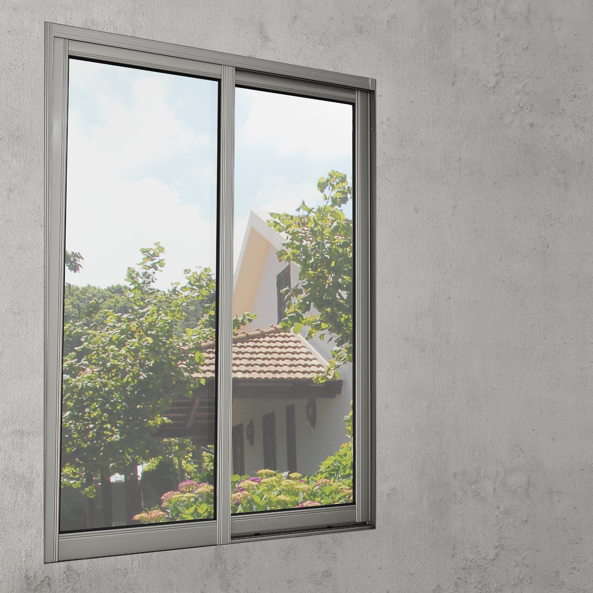 Sichtschutzfolie 50cm glatt, Fensterfolie, Eslöv 2m selbstklebend verspiegelt x casa.pro, Silber