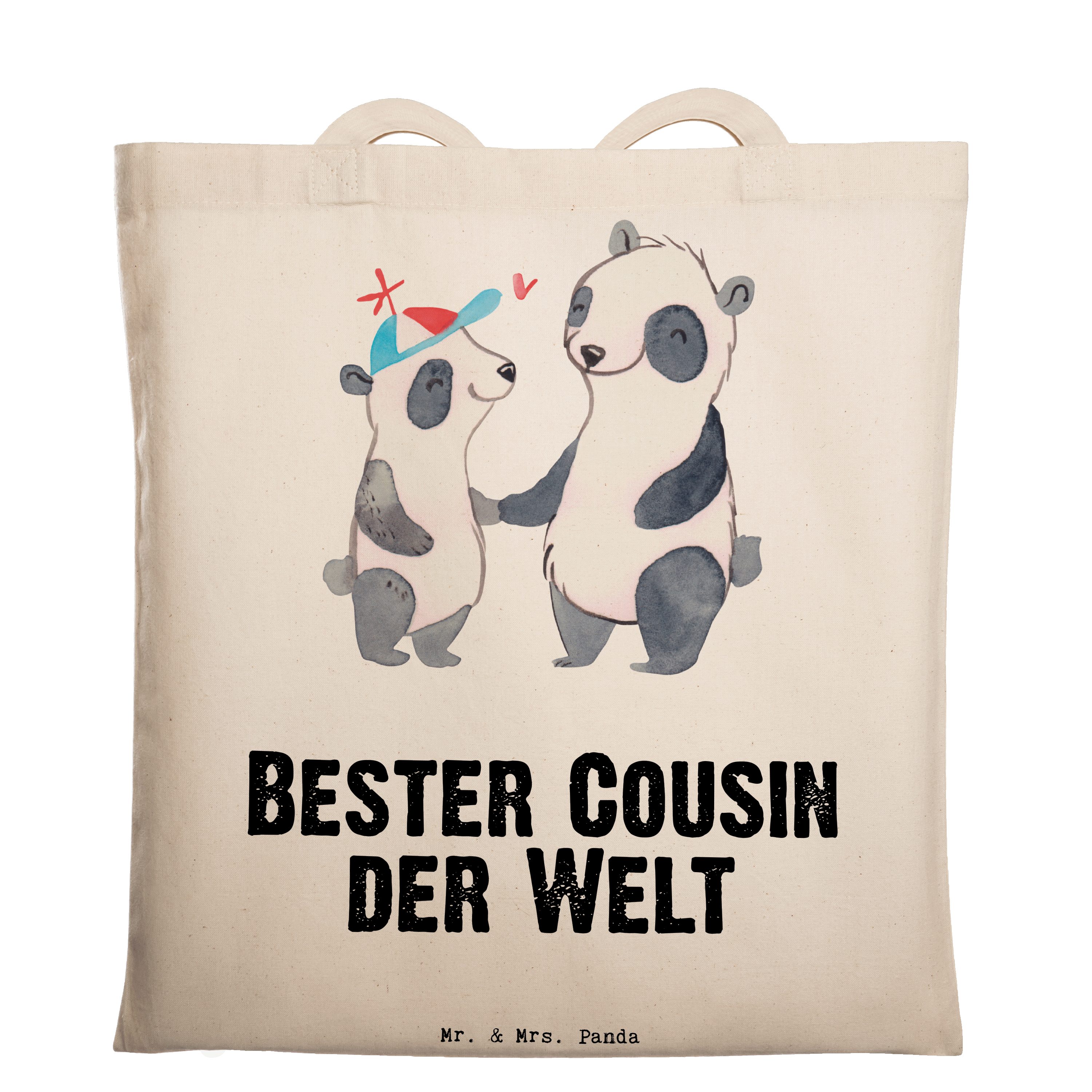 Mrs. Panda der Tragetasche (1-tlg) Cousin Be Panda Welt Jutebeutel, Transparent - Geschenk, Bester Mr. & -