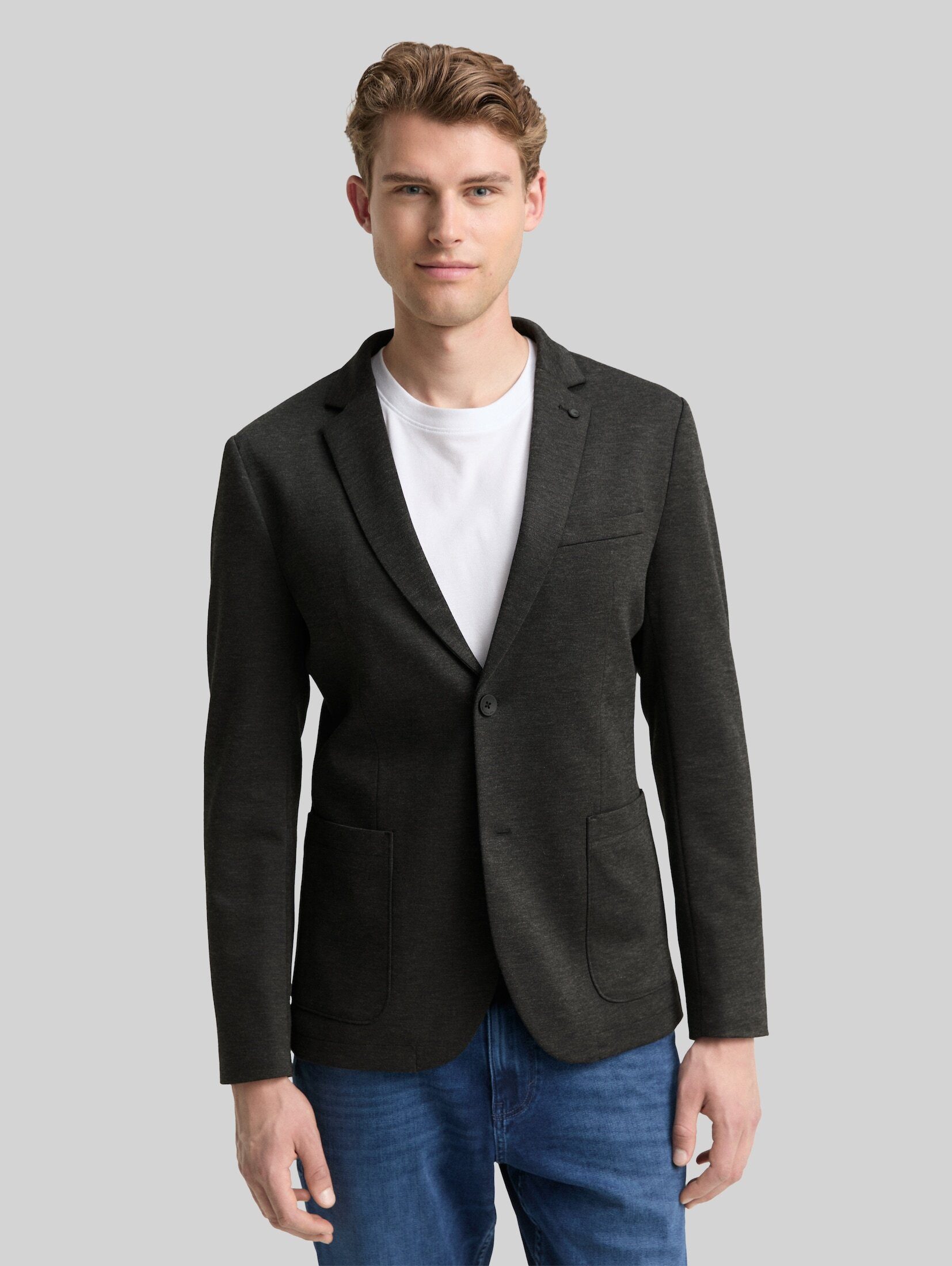 TOM TAILOR Sakko Blazer Regular Fit Piqué Sakko