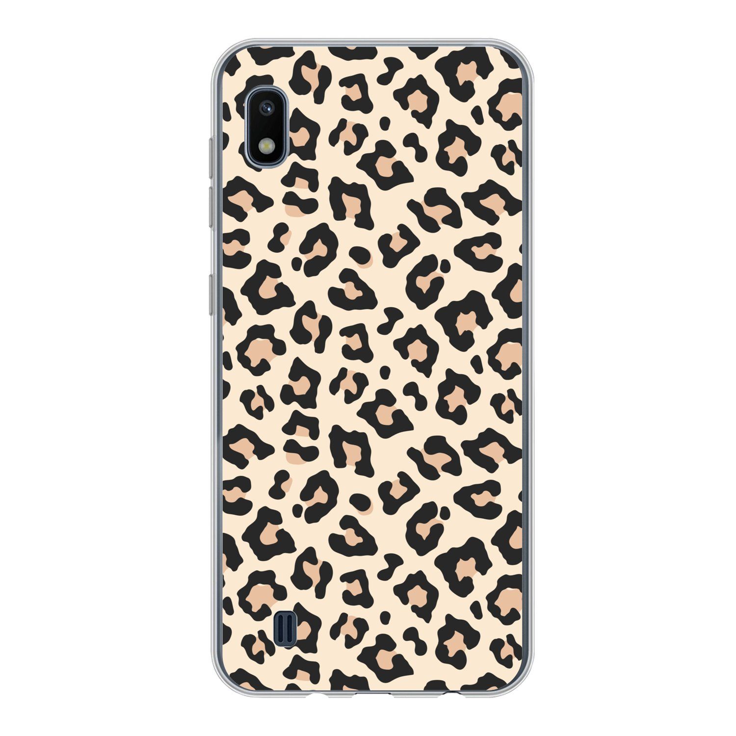 MuchoWow Handyhülle für Samsung Galaxy A10 Weiß - Rosa - Leopardenmuster, Smartphone-Bumper, Print, Handy Schutzhülle Dünn