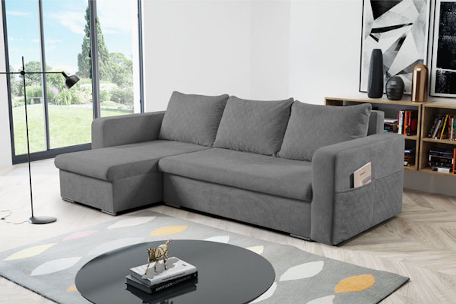 Feldmann-Wohnen Ecksofa Asti, Asti 1 Teile, 234cm Farbe wählbar mit Schlaffunktion und Bettkasten