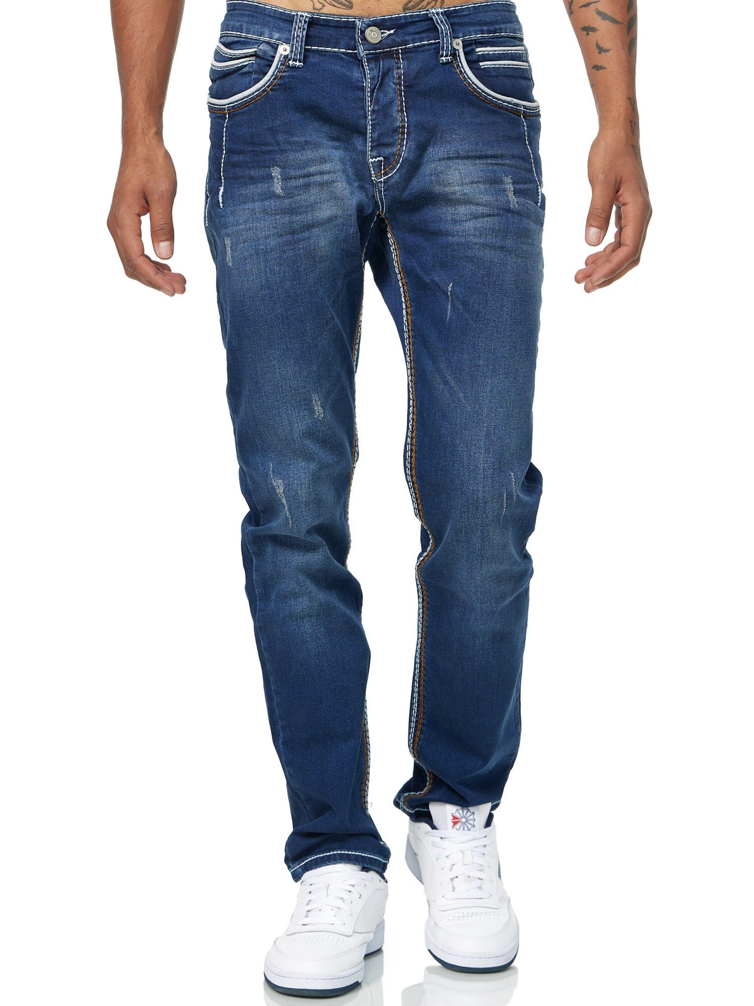 Herren Dark Code47 Regular-fit-Jeans Blue J-3211 Jeans Code47