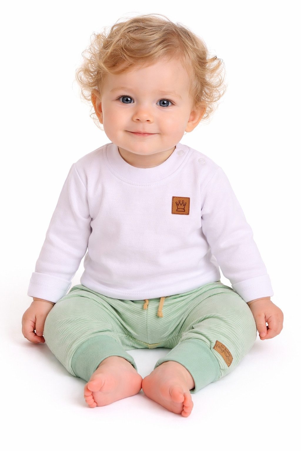 Langarmshirt & Hose Baby Anzug unisex Shirt Mitwachshose Erstlingsset neutral in Mintgrün
