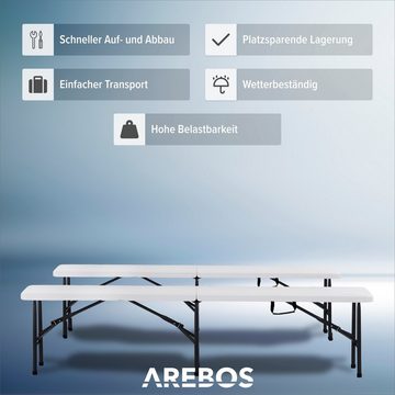 Arebos Bierzeltgarnitur 2x Bank klappbar Sitzbank Bierbank Gartenbank Klappbank Campingbank