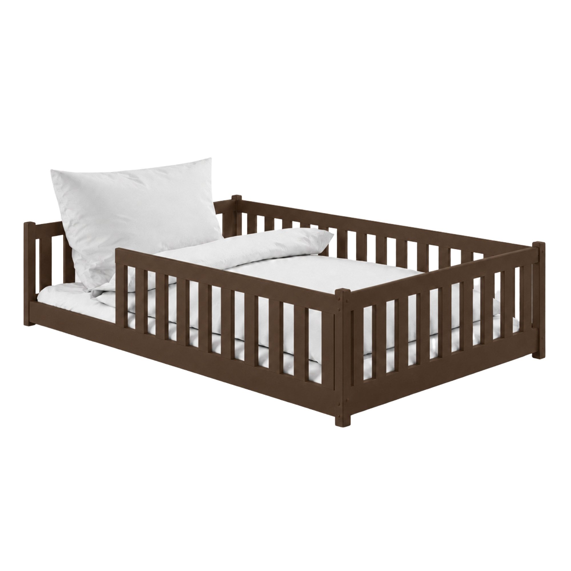Kids Collective Kinderbett Bodenbett Bett mit Rausfallschutz & Lattenrost Montessori Bett Kinder (Jungen, Mädchen, Kinder, weitere Größen 80x160, 80x180, 90x190 – Bild 2 von 5